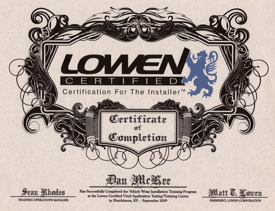 Lowen Certified Certificate